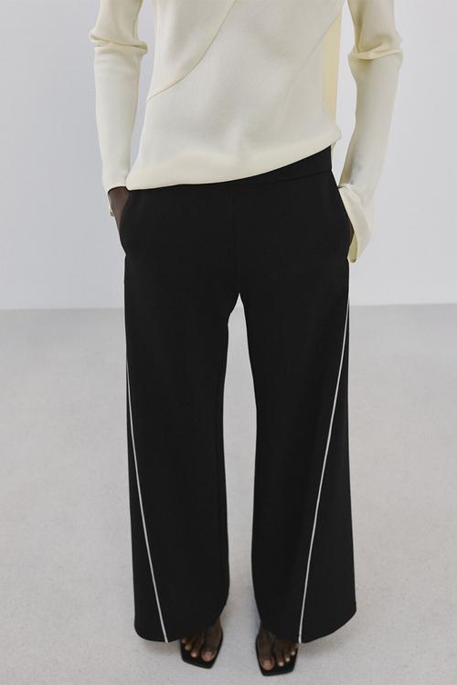 Trousers pipin- black