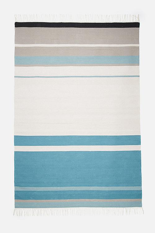 Colourful teal stripe rug