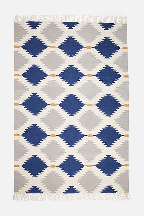 Indigo diamond rug