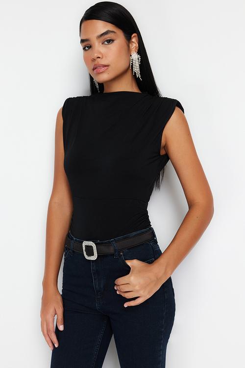 Knitted Bodysuit Fitted - Black