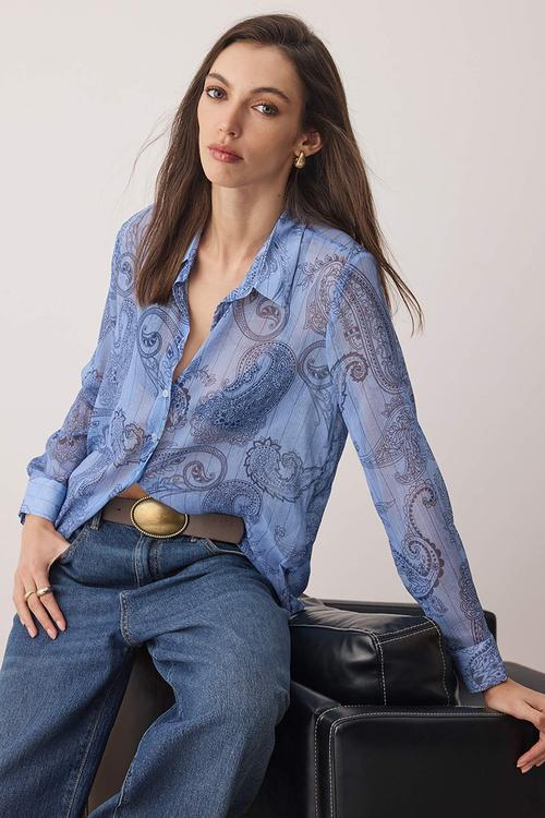 Boho Shawl Shirt - Blue