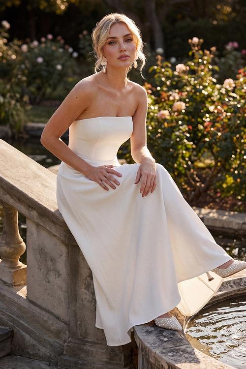 Strapless A-Line Dress - White