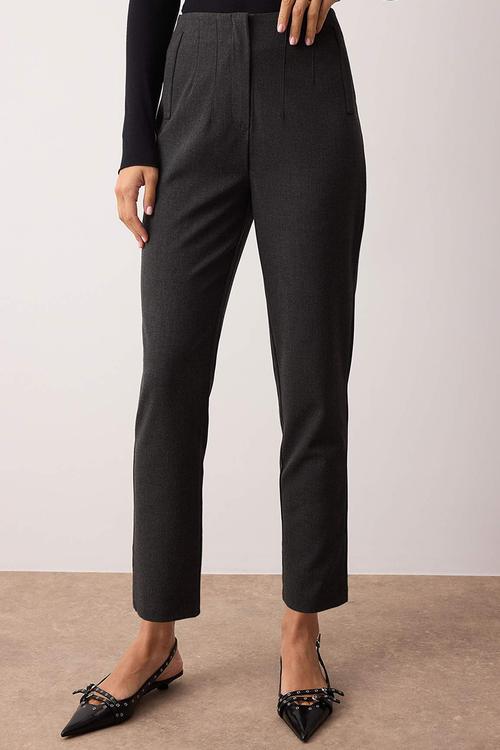 High Waist Cigarette Trousers - Anthracite