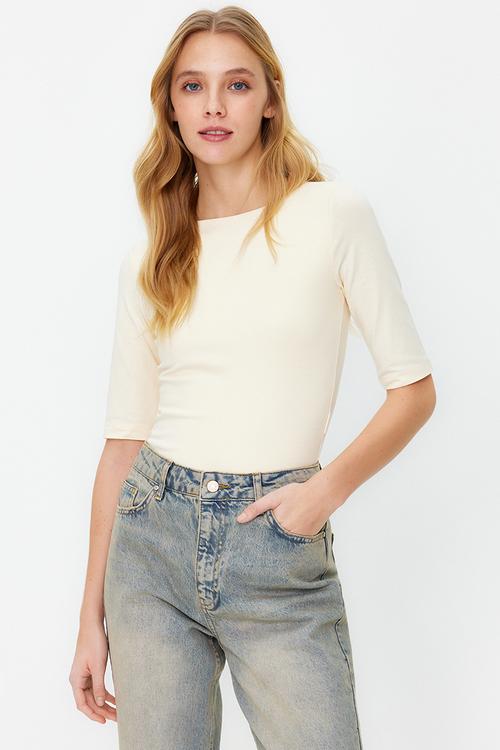 Fitted Short Sleeve Blouse - Stone