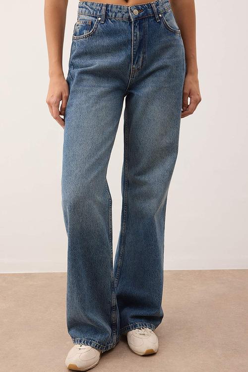 High Waist Wide Leg Jeans - Blue*001