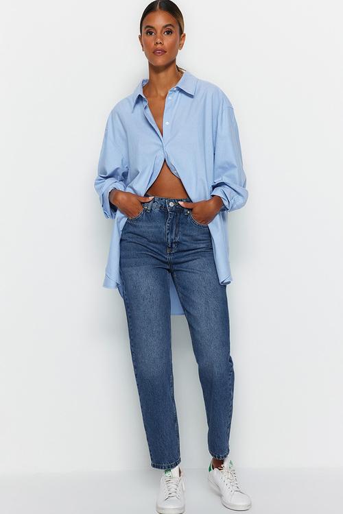 High Waist Mom Jeans - Dark Blue