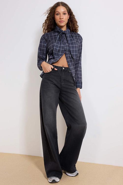 High Waist Extra Wide Leg Jeans - Black