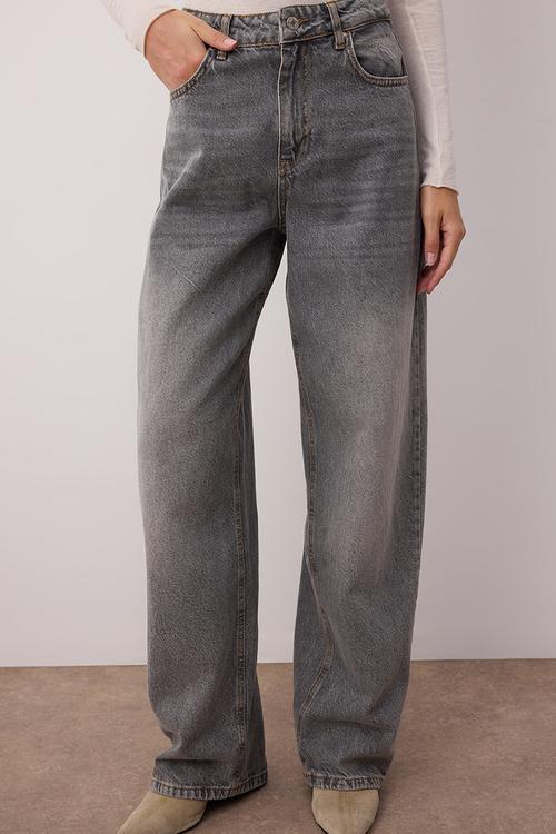 High Waist Barrel Jeans - Gray