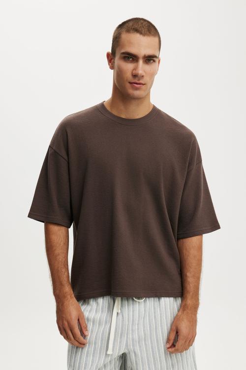 Cropped fit T-shirt - washed chocolate terry
