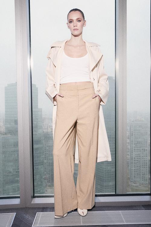Double Belt Wide Leg Pants - Beige