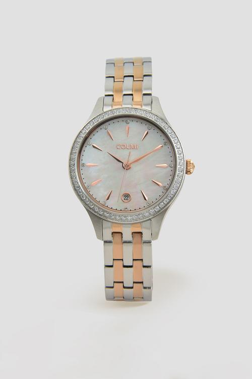 NUVIA Two-Tone Mother of Pearl Watch CL-7NUVSR-D - Gold/Silver
