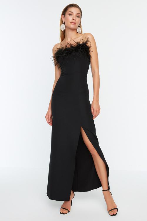 Bodycon Lined  Woven Long  Dress - Black