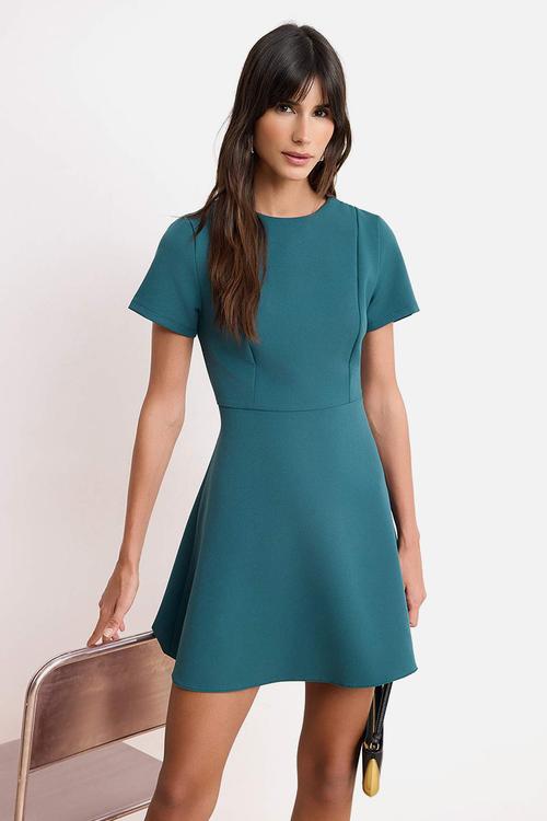 Skirt Waist Opening Sleeveless Mini Woven Dress - Petrol