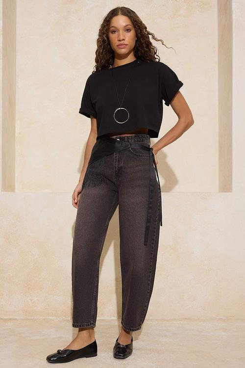 High Waist Vintage Baggy Jeans - Brown