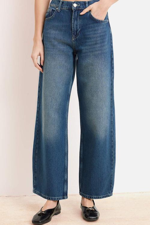 Premium Tencel Blend Baggy Jeans - Blue