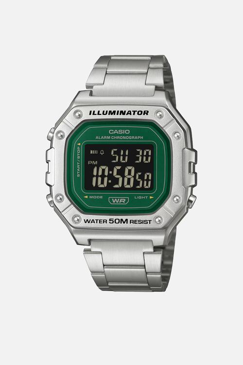 Digital Silver Green Dial - Silver
