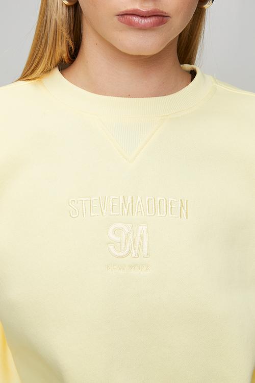 Ladies clara oversized crew neck sweat - pale yellow