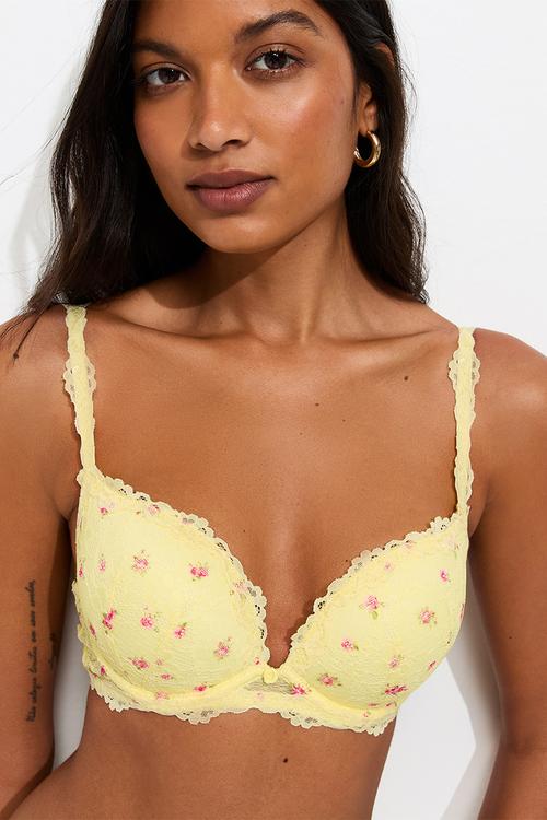 Printed lace and tri - 86 mid yellow