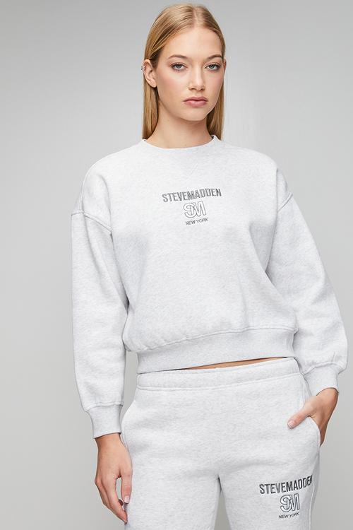 Ladies clara oversized crew neck sweat - grey melange