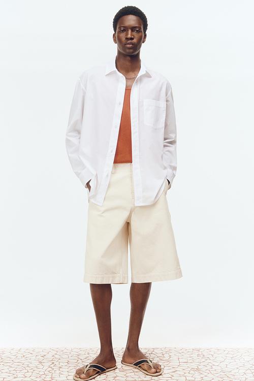H&M Atelier: Loose fit cotton poplin shirt - white