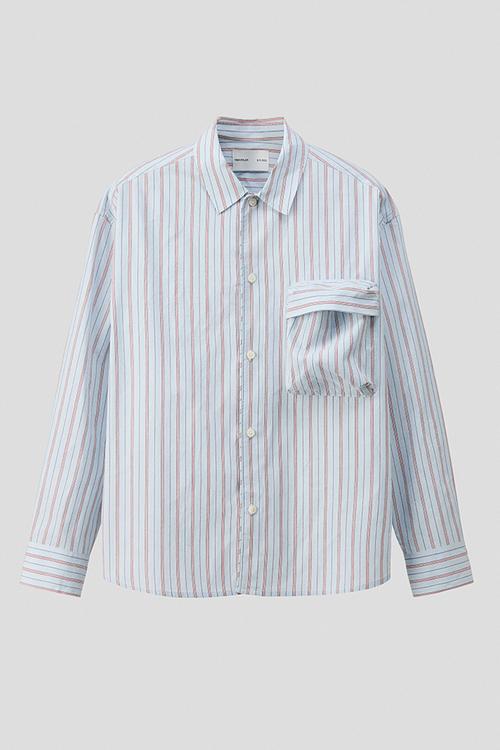 H&M Atelier: Relaxed fit cotton shirt - light blue/striped