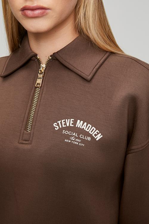 Ladies julian scuba sweat with collar & zip  - bitter choc