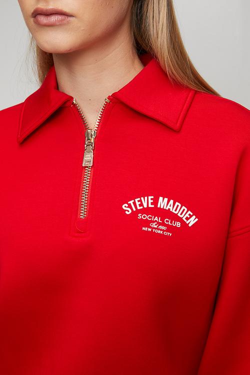Ladies julian scuba sweat with collar & zip  - red