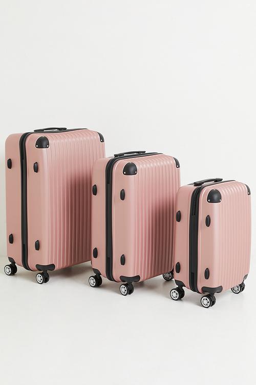 3 Piece travel trolley bag - pink