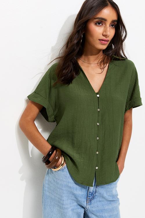 K jim kiki short slv shirt - green