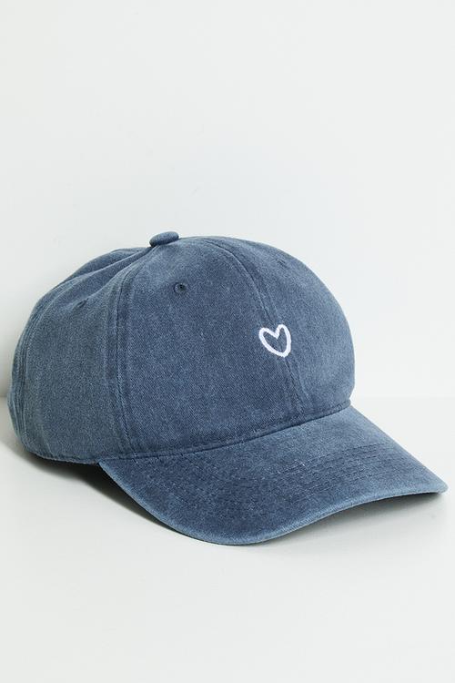 Heart embroidered snapback - navy
