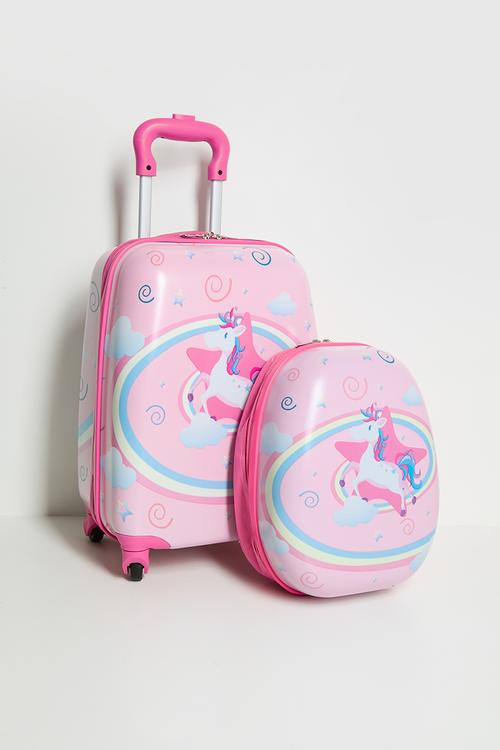 Carry-on luggage set - pink / unicorn