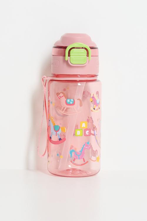 Carousel pony printed water bottle - pink