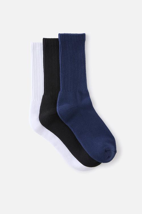 3 Pack Essential Socks - Navy/White/Black