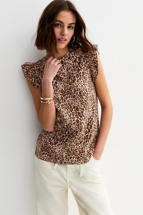 Vde leo frill sleeve - brown