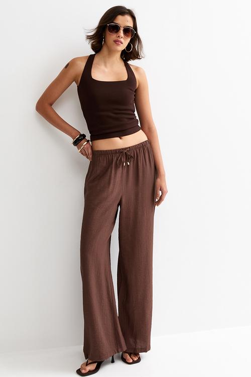 St kiera crinkle wl trouser - brown
