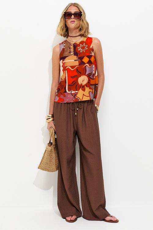 Faith fantasy toggle wl trouser - brown