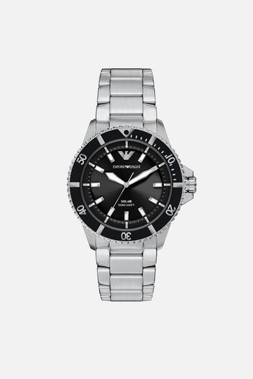 Armani World Explorer Solar-Powered AR11787Three-Hand Watch - Silver