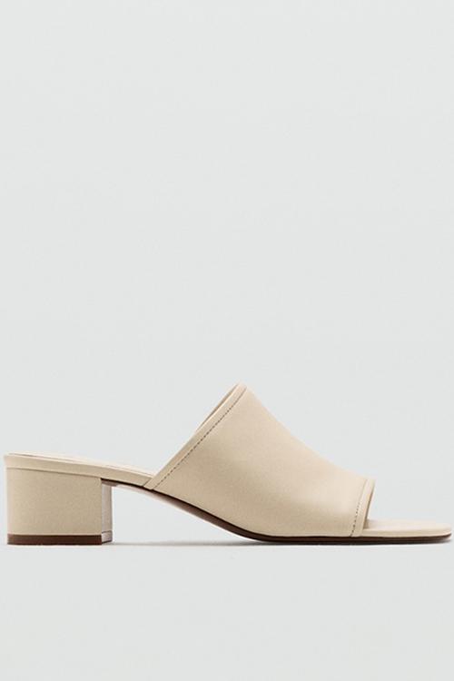 Coin open toe mule - light beige