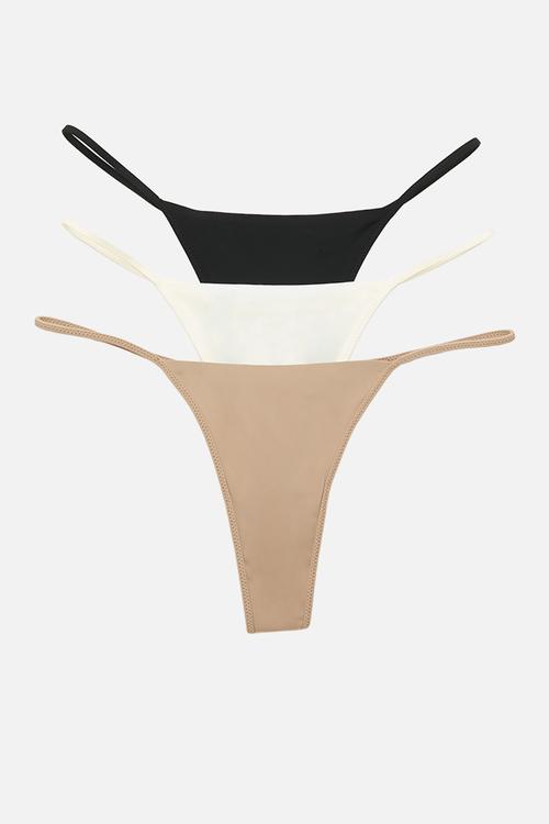 Micro tanga G-string 3 Pack - black/white/maple