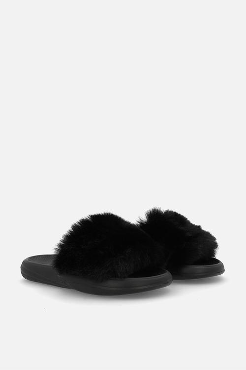 Fluffy slippers - black