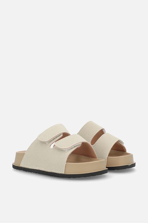 Sliders with adjustable fastener strap - beige