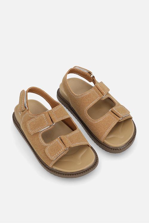 Sliders with instep strap - tan