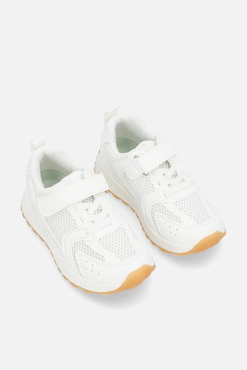 Lace-up sneakers with strap - white