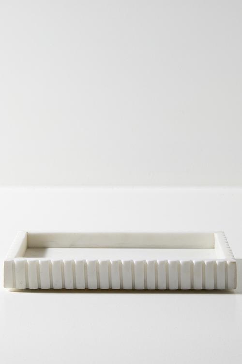 Ribbed Décor Tray - White