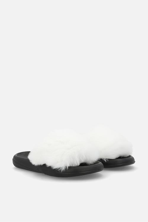 Fluffy slippers - white/black