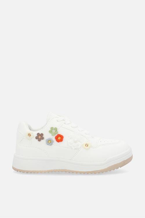 Floral applique sneakers - white