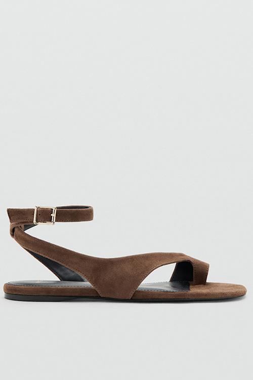 Font toe post ankle strap - brown
