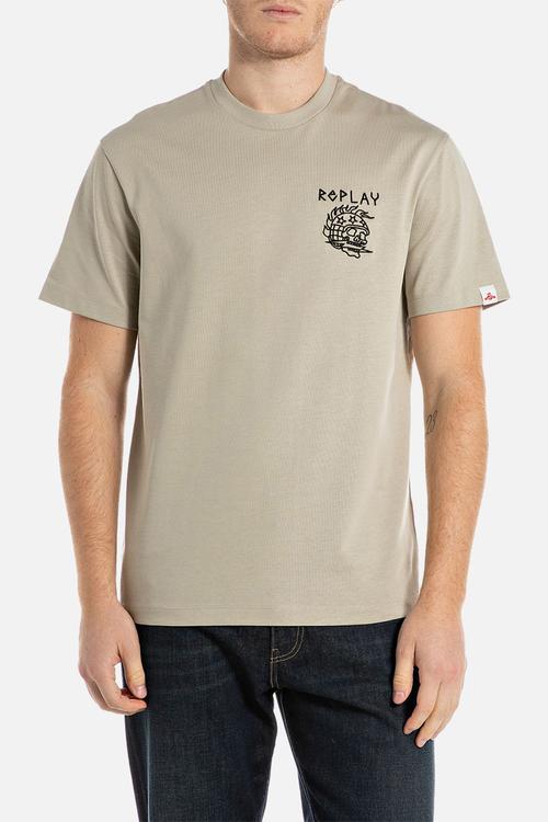 T-shirt with embossed-effect embroidery - sand