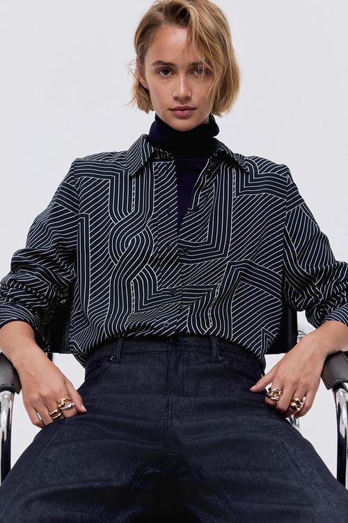 Shirt - navy blue/patterned