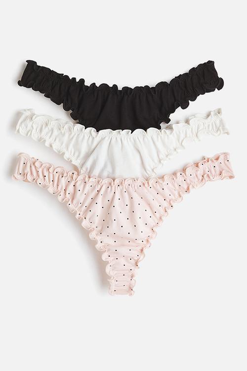 3-Pack overlock-detail thong briefs - multi